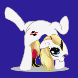 Size: 894x894 | Tagged: safe, artist:amberquinn, pony, backbend, dc comics, flexible, harley quinn, ponified, solo, suicide squad