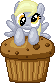 Size: 55x83 | Tagged: safe, artist:stridah, derpy hooves, pegasus, pony, g4, female, food, mare, muffin, pixel art, solo, true res pixel art