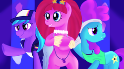 Size: 1280x720 | Tagged: safe, artist:jbond, azure velour, flashdancer, pacific glow, earth pony, pony, g4, my little pony: friendship is magic, the saddle row review, clothes, dancing, female, mare, trio