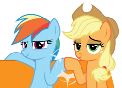 Size: 4834x3500 | Tagged: safe, artist:masem, applejack, rainbow dash, g4, the saddle row review, .ai available, absurd resolution, hoofbump, simple background, transparent background, vector
