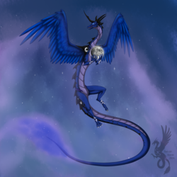 Size: 3000x3000 | Tagged: safe, artist:suicidestorm, princess luna, dragon, feathered dragon, g4, dragoness, dragonified, female, high res, lunadragon, moon, solo, species swap, tangible heavenly object