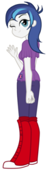 Size: 225x810 | Tagged: safe, artist:castorochiaro, alumnus shining armor, shining armor, equestria girls, g4, alumna gleaming shield, clothes, commission, commissioner:alkonium, equestria guys, female, gleaming shield, pants, rule 63, shoes, sneakers, waving, wink