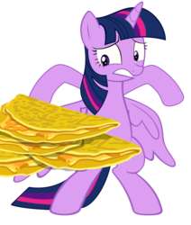 Size: 927x1092 | Tagged: safe, artist:bluetech, edit, twilight sparkle, alicorn, pony, g4, the saddle row review, female, food, inkscape, mare, quesadilla, simple background, solo, spread wings, standing, they're just so cheesy, transparent background, twilight is afraid of quesadillas, twilight sparkle (alicorn), vector