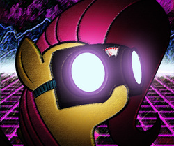Size: 830x695 | Tagged: safe, artist:scriptkitty, fluttershy, g4, 80s, dr adorable, goggles, grid, outrun, retro