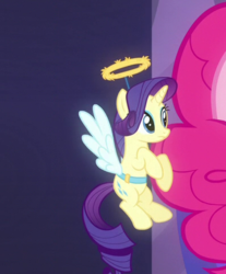 Size: 398x480 | Tagged: safe, screencap, rarity, g4, the saddle row review, angel rarity, cropped, haylo, shoulder angel