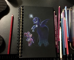 Size: 1280x1040 | Tagged: safe, artist:tsitra360, princess luna, snowfall frost, spirit of hearth's warming yet to come, starlight glimmer, a hearth's warming tail, g4, colored pencil drawing, traditional art, wip