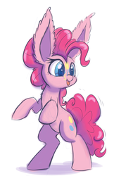 Size: 1000x1400 | Tagged: safe, artist:heir-of-rick, pinkie pie, pony, :p, alternative cutie mark placement, bipedal, cute, facial cutie mark, female, impossibly large ears, silly, sketch, solo, tongue out