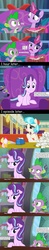 Size: 1400x7085 | Tagged: safe, edit, edited screencap, hundreds of users filter this tag, screencap, coco pommel, spike, starlight glimmer, twilight sparkle, alicorn, pony, unicorn, a hearth's warming tail, g4, the crystalling, the saddle row review, allergies, bedroom eyes, book, cafeteria, comic, couch, female, flower, handkerchief, high res, jealous, knife, love triangle, magic, male, mare, messy mane, mug, screencap comic, ship:cocospike, ship:sparlight, shipping, sick, sitting, sticky note, straight, table, tissue, tissue box, twilight sparkle (alicorn)