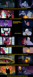 Size: 2288x5286 | Tagged: safe, edit, edited screencap, screencap, applejack, discord, fluttershy, lord tirek, pinkie pie, princess celestia, rainbow dash, rarity, spike, twilight sparkle, alicorn, pony, g4, season 4, twilight's kingdom, ariel, caption, comparison, comparison chart, disney, female, high res, image macro, king triton, mane six, mare, meme, scorpan's necklace, the little mermaid, twilight sparkle (alicorn), ursula