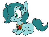 Size: 169x126 | Tagged: safe, alternate version, artist:vree, oc, oc only, oc:emerald jewel, earth pony, pony, colt quest, alternate color palette, amulet, colt, concerned, femboy, flockmod, foal, frown, male, picture for breezies, solo