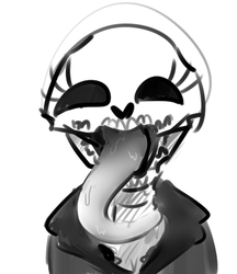 Size: 332x385 | Tagged: safe, artist:nobody, skeleton pony, cloak, clothes, skeleton, solo, tongue out