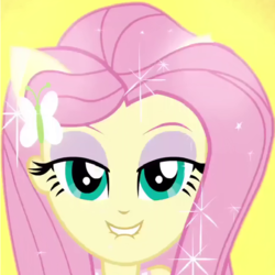 Size: 646x646 | Tagged: safe, screencap, fluttershy, equestria girls, g4, my little pony equestria girls: friendship games, cropped, lidded eyes, lip bite, out of context, ponied up, solo, transformation