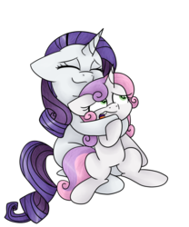 Size: 1024x1229 | Tagged: safe, artist:fennelynthefennekin1, rarity, sweetie belle, g4, floppy ears, hug, hug from behind, simple background, sisters, transparent background