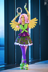 Size: 669x1004 | Tagged: safe, artist:ryoko-demon, fluttershy, human, equestria girls, g4, my little pony equestria girls: rainbow rocks, clothes, cosplay, costume, high heels, irl, irl human, photo, ponied up, shoes, skirt, solo