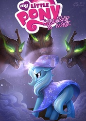 Size: 1000x1414 | Tagged: safe, artist:scheadar, trixie, pony, timber wolf, unicorn, g4, comic cover, female, fog, i can't believe it's not idw, magic, mare, solo