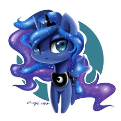 Size: 640x640 | Tagged: safe, artist:eeviart, princess luna, g4, blushing, chibi, female, pointy ponies, solo