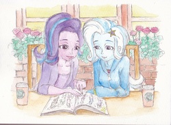 Size: 800x584 | Tagged: safe, artist:daisymane, starlight glimmer, trixie, equestria girls, g4, traditional art