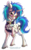 Size: 778x1267 | Tagged: safe, artist:stepandy, dj pon-3, vinyl scratch, pony, unicorn, a hearth's warming tail, g4, my little pony: friendship is magic, clothes, curved horn, ear fluff, female, glasses, horn, looking at you, mare, raised hoof, signature, simple background, solo, tongue out, transparent background, unshorn fetlocks, victorian, victrola scratch, watermark