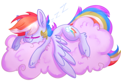 Size: 3811x2575 | Tagged: safe, artist:starlet8228, rainbow dash, g4, cloud, female, high res, prone, sleeping, solo, spread wings