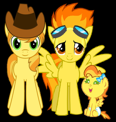 Size: 626x658 | Tagged: safe, artist:3d4d, braeburn, spitfire, oc, g4, base used, black background, female, male, offspring, parent:braeburn, parent:spitfire, parents:spitburn, shipping, simple background, spitburn, straight