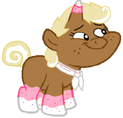 Size: 579x556 | Tagged: safe, oc, oc only, oc:cinnamon sprinkles, blank flank, offspring, parent:donut joe, solo