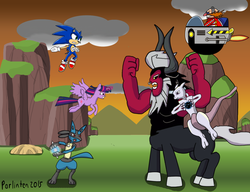 Size: 1625x1247 | Tagged: safe, artist:parlinten, lord tirek, twilight sparkle, alicorn, lucario, mewtwo, pony, g4, crossover, doctor eggman, female, male, mare, pokémon, sonic the hedgehog, sonic the hedgehog (series), twilight sparkle (alicorn)