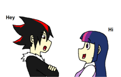 Size: 760x482 | Tagged: safe, artist:cartoonartist95, twilight sparkle, human, g4, crossover, crossover shipping, dialogue, humanized, male, shadow the hedgehog, shadtwi, shipping, simple background, sonic the hedgehog, sonic the hedgehog (series), white background