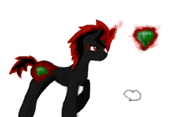 Size: 522x350 | Tagged: safe, artist:evabronyloveart, pony, chaos emerald, edgy, glowing horn, heart, horn, magic, male, ponified, shadow the hedgehog, simple background, solo, sonic the hedgehog, sonic the hedgehog (series), telekinesis, white background