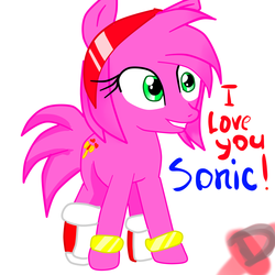 Size: 4000x4000 | Tagged: safe, artist:dashademon, pony, absurd resolution, amy rose, dialogue, ponified, solo, sonic the hedgehog (series)