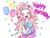 Size: 1600x1200 | Tagged: safe, artist:aizy-boy, pinkie pie, equestria girls, g4, balloon, beautiful, birthday, confetti, cute, diapinkes, eyes closed, female, happy, happy birthday, heart, simple background, solo, white background