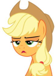 Size: 1897x2613 | Tagged: safe, artist:sketchmcreations, applejack, g4, the saddle row review, applejack is not amused, cowboy hat, female, hat, inkscape, open mouth, simple background, solo, stetson, transparent background, unamused, vector