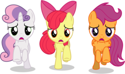 Size: 10000x5975 | Tagged: safe, artist:caliazian, apple bloom, scootaloo, sweetie belle, g4, one bad apple, .ai available, absurd resolution, cutie mark crusaders, open mouth, simple background, transparent background, vector