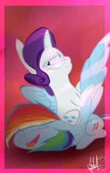 Size: 700x1100 | Tagged: safe, artist:parumeworld, rainbow dash, rarity, g4, female, lesbian, ship:raridash, shipping