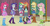 Size: 1011x534 | Tagged: safe, artist:angeltorchic, edit, edited screencap, screencap, applejack, fluttershy, pinkie pie, rainbow dash, rarity, sunset shimmer, twilight sparkle, human, pony, equestria girls, g4, balloon, big crown thingy, boots, bracelet, chalkboard, clothes, cowboy boots, discovery family logo, high heel boots, humane five, humane seven, humane six, jacket, jewelry, leather jacket, regalia, skirt, socks, twilight sparkle (alicorn)