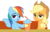 Size: 4772x3038 | Tagged: safe, artist:sketchmcreations, applejack, rainbow dash, earth pony, pegasus, pony, g4, the saddle row review, bendy straw, booth, drink, drinking straw, duo, female, inkscape, lidded eyes, looking at you, mare, simple background, soda, transparent background, vector