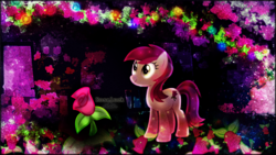 Size: 1600x900 | Tagged: safe, artist:telimbo, edit, roseluck, earth pony, pony, g4, female, mare, solo, wallpaper, wallpaper edit