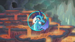 Size: 1920x1080 | Tagged: safe, artist:dashiesparkle edit, artist:mirgp, edit, princess ember, dragon, g4, cave, female, lava, pits, vector, wallpaper, wallpaper edit