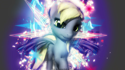Size: 4096x2298 | Tagged: safe, artist:princeoracle, derpy hooves, pegasus, pony, g4, 3d, abstract, female, glowing, gmod, looking at you, mare, solo