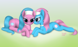 Size: 4680x2826 | Tagged: safe, artist:sstab29, aloe, lotus blossom, earth pony, pony, g4, duo, spa twins