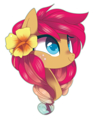 Size: 3180x3987 | Tagged: safe, artist:sorasku, oc, oc only, oc:tropical getaway, pony, flower, flower in hair, high res, simple background, solo, transparent background