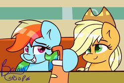 Size: 3000x2000 | Tagged: safe, artist:lynchristina, applejack, rainbow dash, g4, the saddle row review, high res, scene interpretation