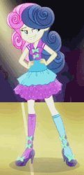 Size: 324x670 | Tagged: safe, screencap, bon bon, sweetie drops, equestria girls, g4, life is a runway, my little pony equestria girls: rainbow rocks, animated, catwalk, clothes, cropped, female, gif, high heels, miniskirt, shoes, skirt, solo
