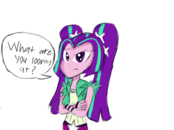 Size: 1024x768 | Tagged: safe, artist:mildockart, aria blaze, equestria girls, g4, my little pony equestria girls: rainbow rocks, female, grumpy, looking at you, question, solo