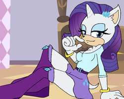 Size: 800x641 | Tagged: safe, artist:diamond--rose, rarity, anthro, plantigrade anthro, g4, clothes, equestria girls outfit, female, solo, sonic the hedgehog (series), sonicified