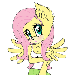 Size: 882x906 | Tagged: safe, artist:diamond--rose, artist:mikethelynx3000, fluttershy, anthro, g4, clothes, equestria girls outfit, female, solo, sonic the hedgehog (series), sonicified