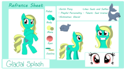 Size: 2459x1370 | Tagged: safe, artist:diamond--rose, oc, oc only, oc:glacial splash, seal, reference sheet, solo