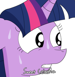 Size: 1110x1140 | Tagged: safe, artist:pastelhorses, twilight sparkle, g4, oh neptune, sweat, sweet celestia