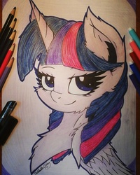 Size: 1232x1540 | Tagged: safe, artist:jennypaige, twilight sparkle, alicorn, pony, g4, chest fluff, female, mare, smiling, solo, traditional art, twilight sparkle (alicorn)