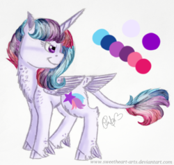 Size: 1280x1221 | Tagged: safe, artist:sweetheart-arts, oc, oc only, oc:star dasher, alicorn, pony, magical lesbian spawn, offspring, parent:rainbow dash, parent:twilight sparkle, parents:twidash, reference sheet, solo, tail feathers