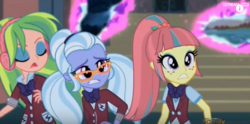 Size: 632x313 | Tagged: safe, screencap, lemon zest, sour sweet, sugarcoat, equestria girls, g4, my little pony equestria girls: friendship games, clothes, crystal prep academy uniform, school uniform